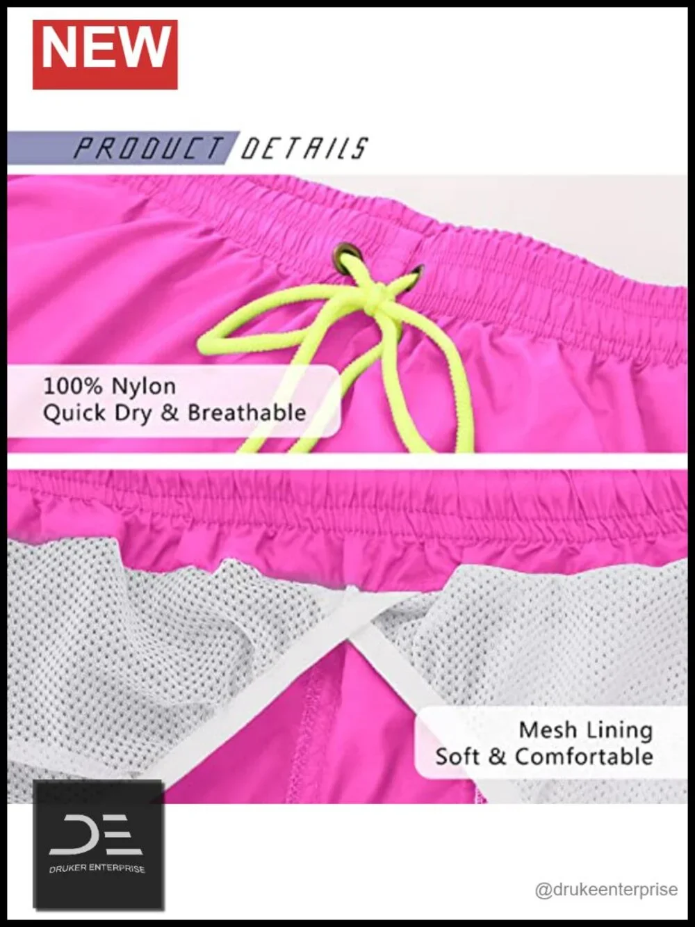 Men's Quick Dry Swim Trunks with Mesh Lining 5